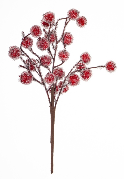 Gałązka 30cm lodowe czerwone owoce (180697) Gałązka 30cm lodowe czerwone owoce (180697)