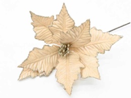 Christmas star on a peak, beige velvet, gold brocade (CV34293-2)