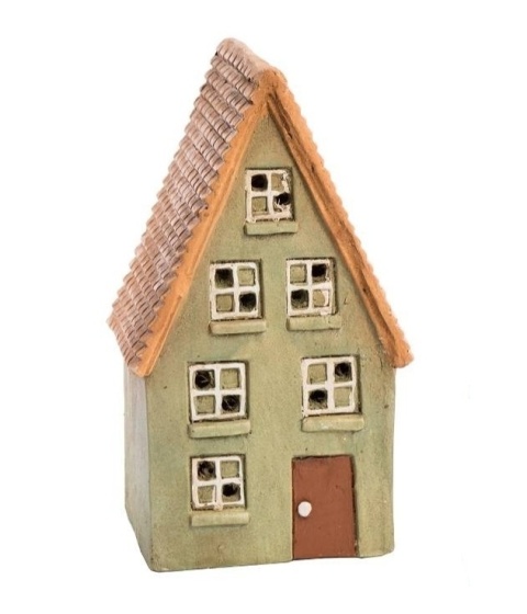 Kamienica ceramiczna retro zielona LED (POR10733)