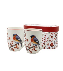 Kpl. 2 kubki classic porcelana Christmas Birds ozdobne pudełko