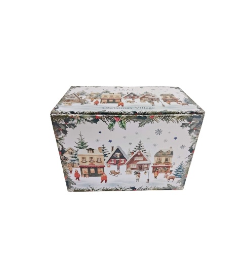 Kubek porcelana 460ml z metalowym zaparzaczem Christmas Village ozdbne pudełko