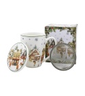 Christmas Village porcelain mug with infuser, decorative box