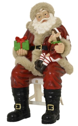 Mikołaj MAXI 140cm z elfem siedzący poliresing (646627)