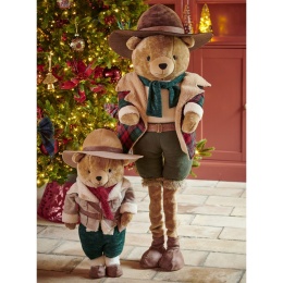 Standing plush teddy bear 58cm in a sheepskin coat and hat (398568)