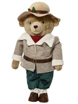 Standing plush teddy bear 85cm in a sheepskin coat and hat, large (398569)