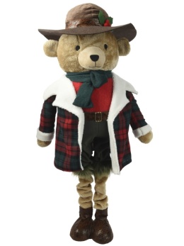 Teddy bear telescope 115cm hat and checked sheepskin coat (398570)
