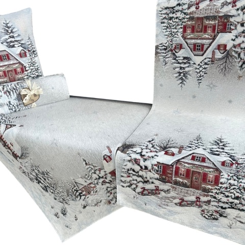 Obrus gobelin Chenille 100x100cm ŚNIEŻNY DOMEK (TX0007-4112) Obrus gobelin Chenille 100x100cm ŚNIEŻNY DOMEK (TX0007-4112)