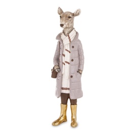 Mrs. reindeer 36cm in coat with polyresin bag (181048)