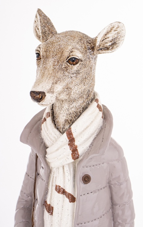 Pani renifer 36cm w płaszczu z torebką poliresing (181048)