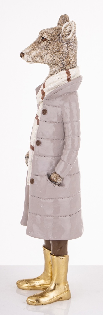 Pani renifer 36cm w płaszczu z torebką poliresing (181048)