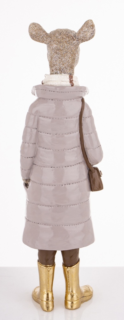 Pani renifer 36cm w płaszczu z torebką poliresing (181048)