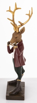 Reindeer 24cm playing the flute, polyresin (179761)