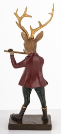 Reindeer 24cm playing the flute, polyresin (179761)