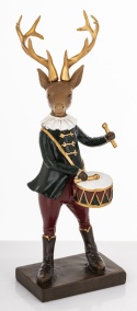 Reindeer 24cm with drum, polyresin (179761)