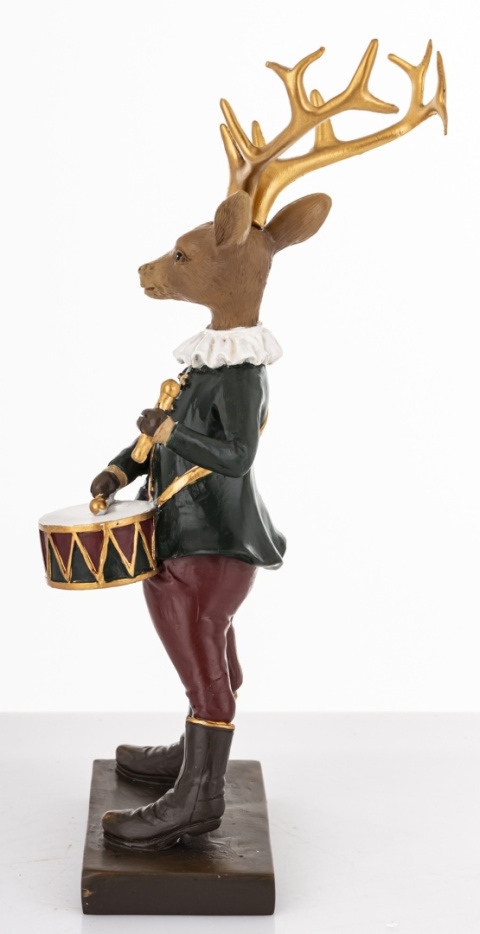 Reindeer 24cm with drum, polyresin (179761)