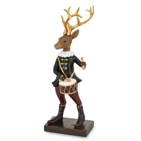 Reindeer 24cm with drum, polyresin (179761)