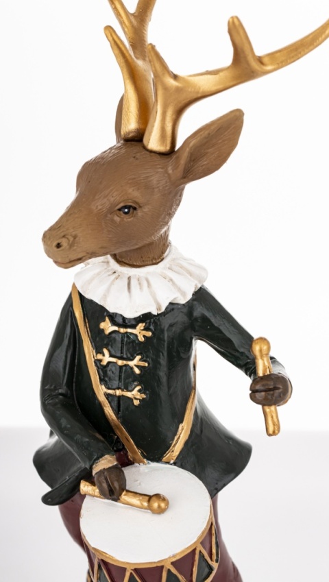 Reindeer 24cm with drum, polyresin (179761)
