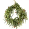 Green wreath 55cm PU "thuja" with cones (OZB07018)