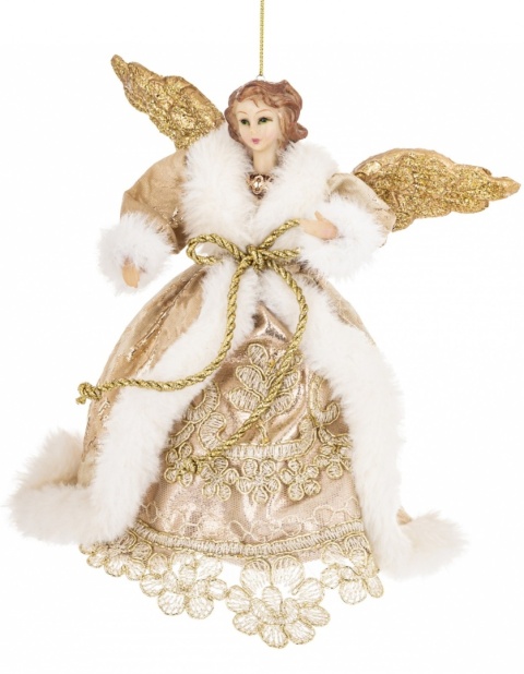 Anioł 20cm z materiału złoty zawieszka (182335) h:20x7x8,5cm