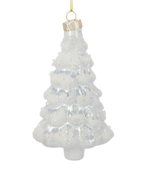 Bombka choinka szklana 12cm biała (518343)