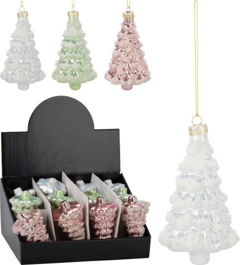 Bombka choinka szklana 12cm biała (518343)