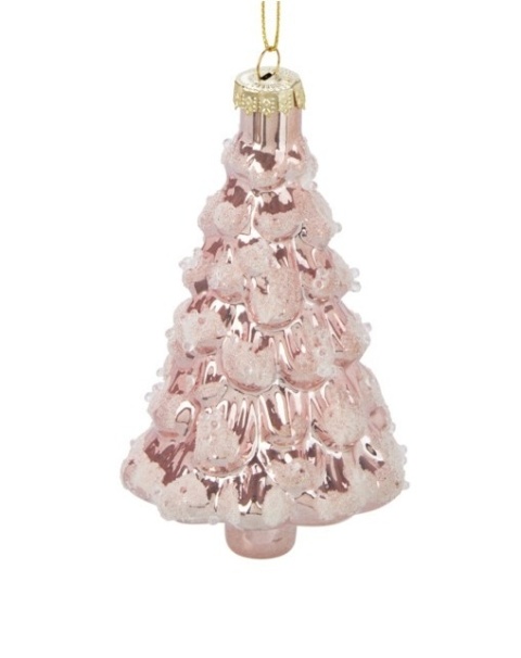 Bombka choinka szklana 12cm różowa (518343)