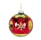 8cm Burgundy Glass Bauble with Reflectors, Gold Snowflakes (512194)