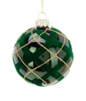Bombka szklana 8cm błysk zielony welur kratka (512270)