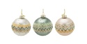 Glass bauble 8cm matte pearl glitter pattern (523381)