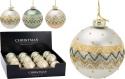 Glass bauble 8cm matte pearl glitter pattern (523381)