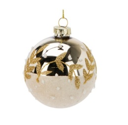 Bombka szklana 8cm złota z gałązkami (526749)