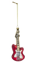 Glass bauble: Guitar beige and red (123984)