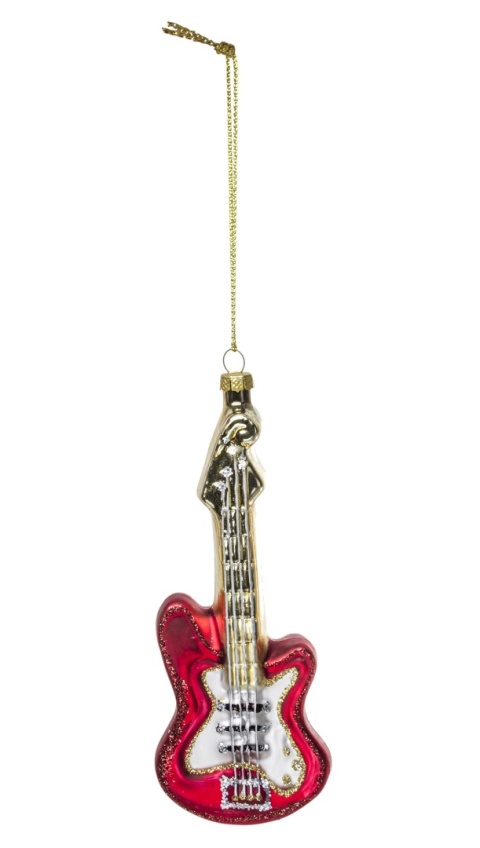Glass bauble: Guitar beige and red (123984)