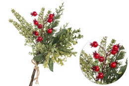 Bukiet mix gałązek z czerwonymi owocami dł. 30cm (OZB07304)