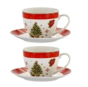 Set of 2 Cups 220 ml with Saucers – Christmas Tree (555-7017)