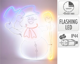 Kontur bałwan neon 76cm zdejmujący kapelusz timer zasilacz (ADX200050)