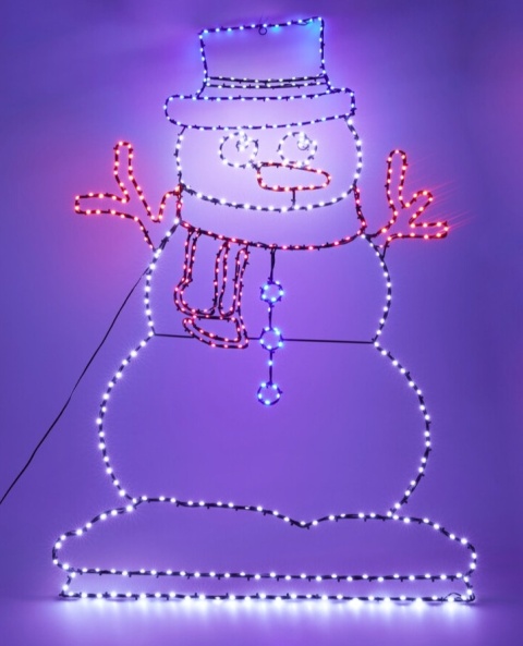 Snowman outline 117cm with flash, colorful timer (AXT100060)