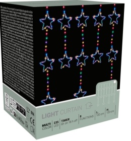 Kurtynka 232LED kolorowa 120x120cm ze śnieżynkami 8f. timer (AVX100670) drucik
