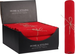 Materiał dekoracyjny elastyczny czerwony w prążki (520501) 28x200cm