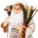 Santa Claus 80cm with skis in a beige fur coat (515675)
