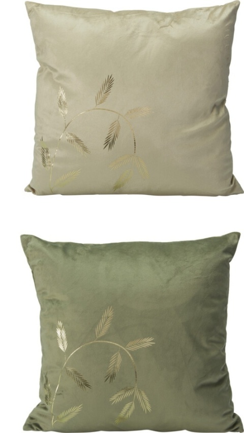 Pillow 45x45cm beige velvet golden twigs (522029)