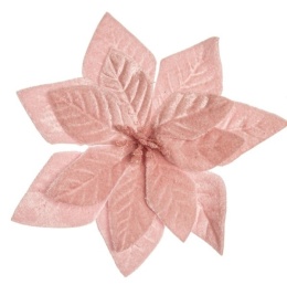 Poinsecja welur róż fi 16cm na klipsie (PON00676)