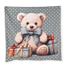 Pillowcase 45x45cm Teddy bear with green bow (TG80104)