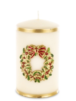 Świeca słupek ecru 80x140 z wiankiem (174216)