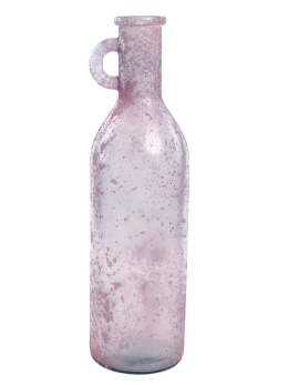 Bottle vase, Spanish recycled glass, 50cm, pink (SZ01534)