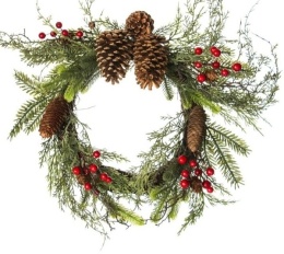 Wianek 46cm gałązki mix PE złote szyszki (OZB07284)