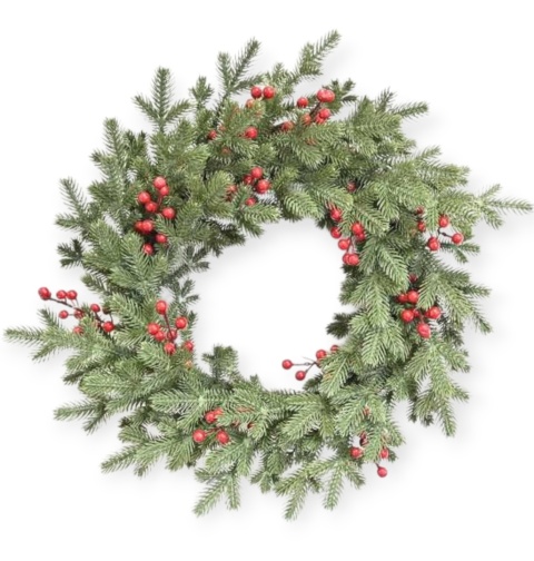 Wianek 60cm świerk PE czerwone owoce (CV28555)