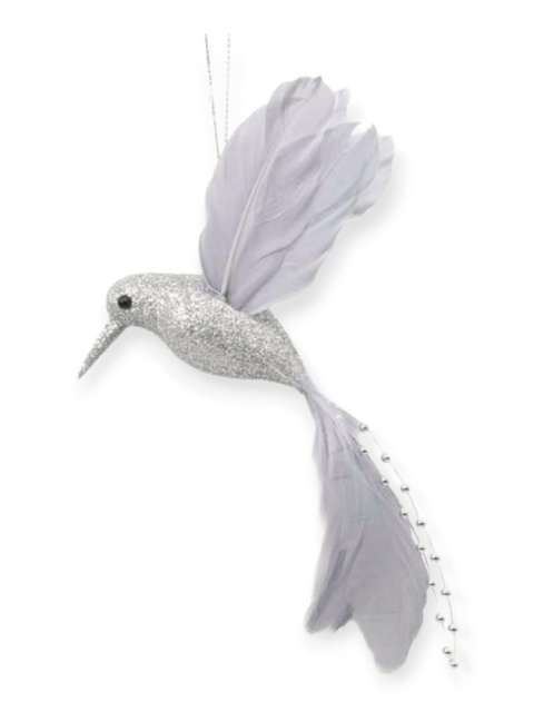 Zaw. koliber srebrny brokatowy (TG76075) 14x10cm